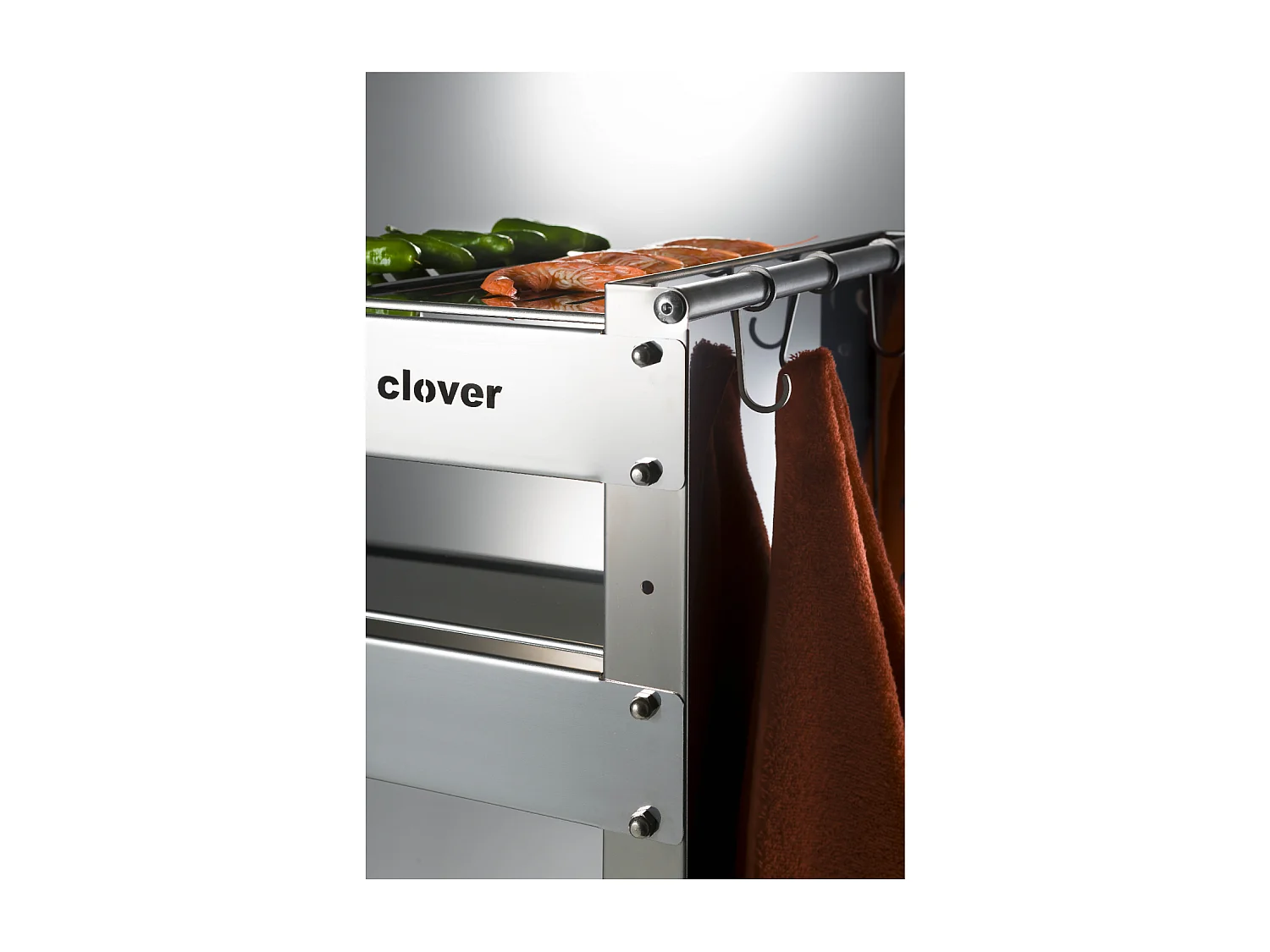 DON HIERRO - Barbacoa grande de carbón con ruedas CLOVER en acero inoxidable-