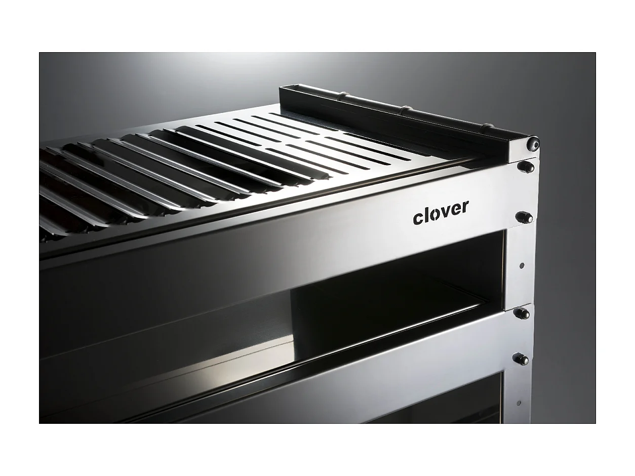 DON HIERRO - Barbacoa grande de carbón con ruedas CLOVER en acero inoxidable-