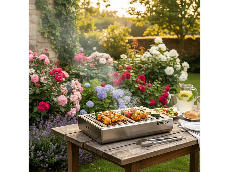 Barbecue portatile in acciaio inox TRENDY, compatto ed elegante – 44 x 29,5 x 12 cm