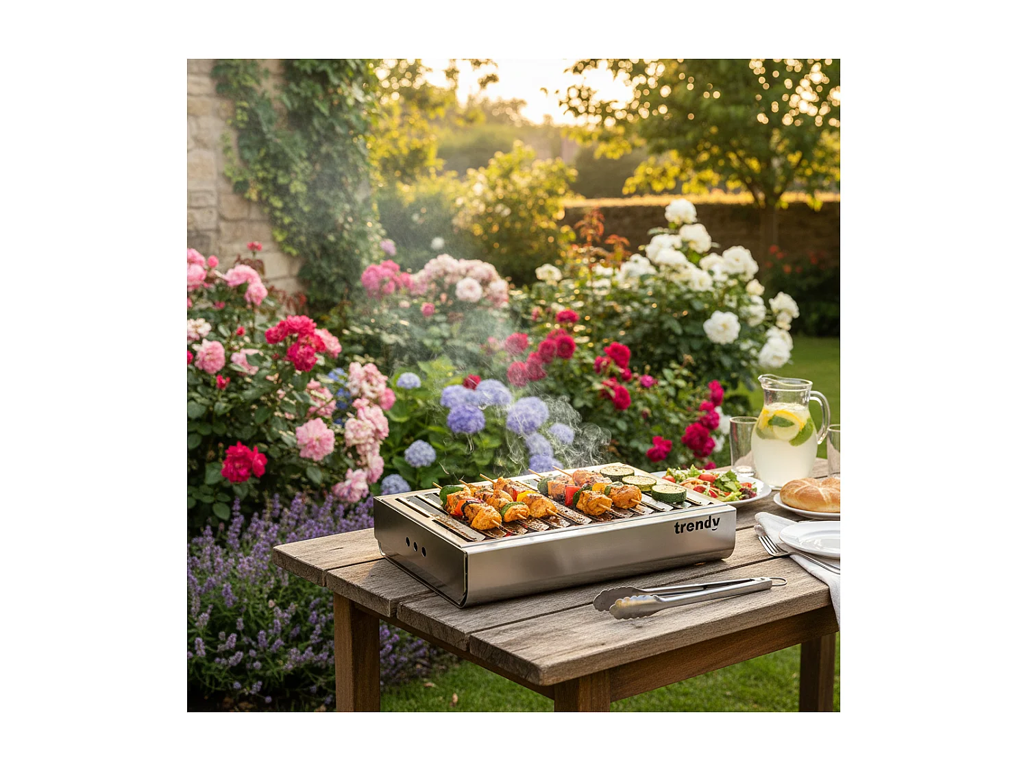 Barbecue portatile compatto a carbone TRENDY in acciaio inox