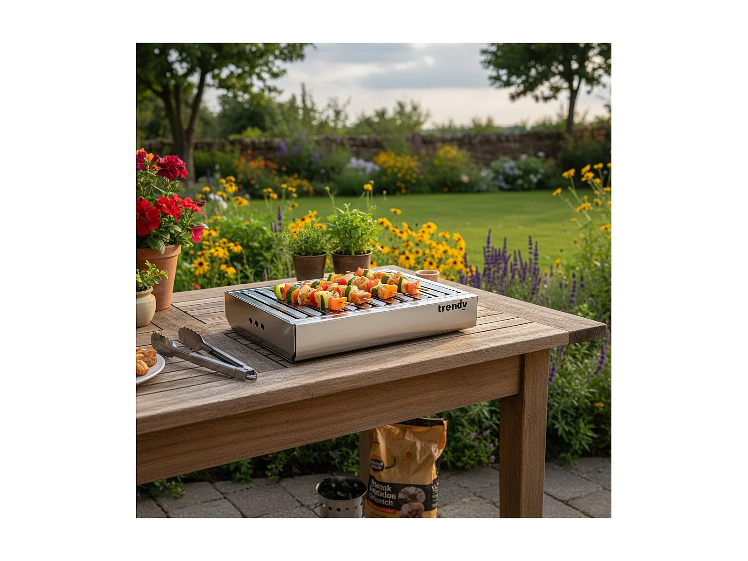 Barbecue portatile compatto a carbone TRENDY in acciaio inox