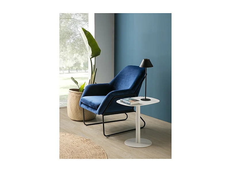 Mesita Auxiliar Salón, Metálica, Diseño Escandinavo, Funcional – Blanco - 51*49*38 cm – SKANDY