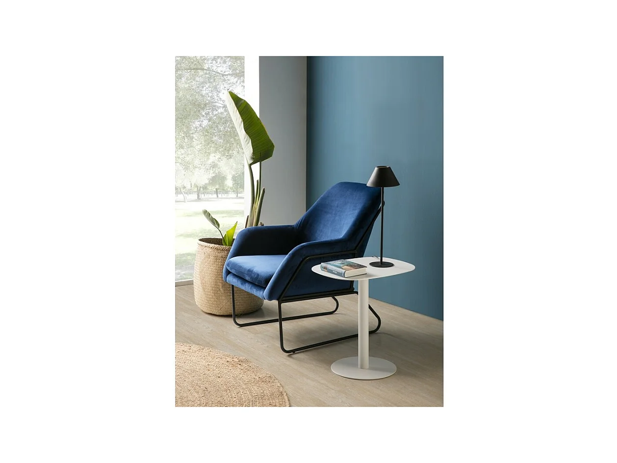 Table d'appoint, Table basse, Bout de canapé, Métal, Design scandinave, Fonctionnelle - Blanc - 51*49*38 cm - SKANDY
