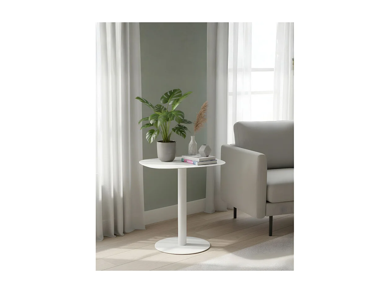 Mesita Auxiliar Salón, Metálica, Diseño Escandinavo, Funcional – Blanco - 51*49*38 cm – SKANDY
