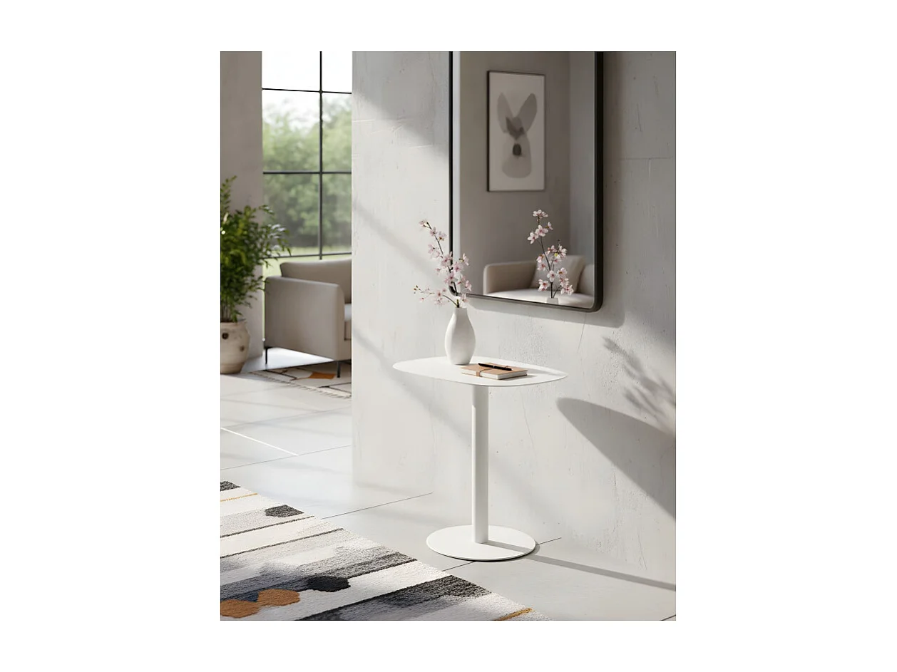 Mesita Auxiliar Salón, Metálica, Diseño Escandinavo, Funcional – Blanco - 51*49*38 cm – SKANDY
