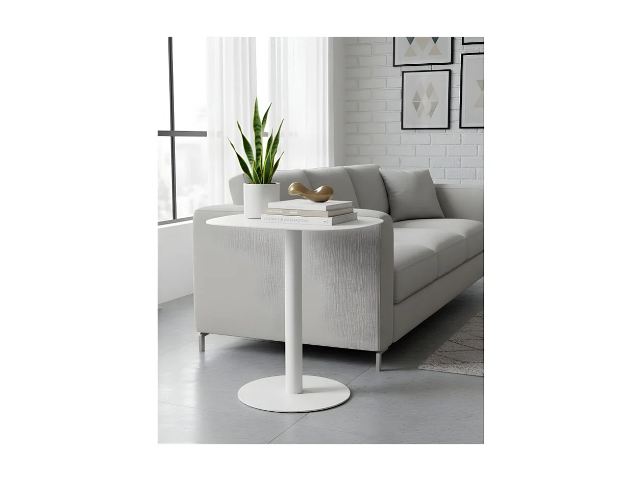 Mesita Auxiliar Salón, Metálica, Diseño Escandinavo, Funcional – Blanco - 51*49*38 cm – SKANDY