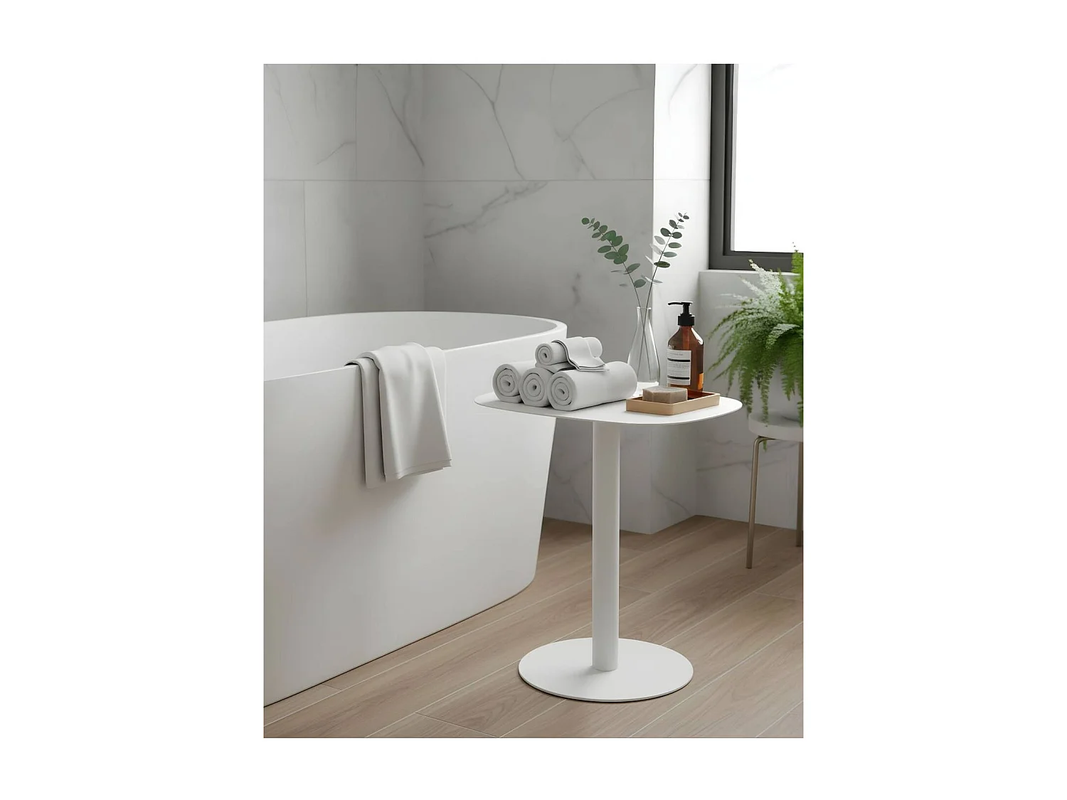 Mesita Auxiliar Salón, Metálica, Diseño Escandinavo, Funcional – Blanco - 51*49*38 cm – SKANDY