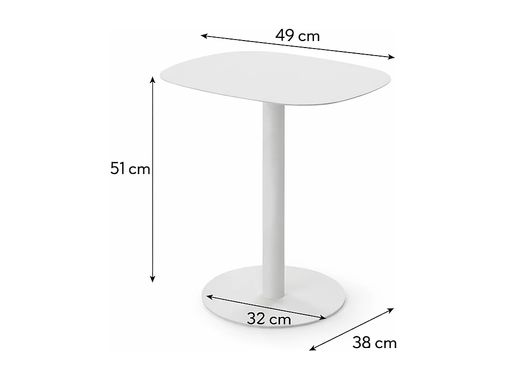 Mesita Auxiliar Salón, Metálica, Diseño Escandinavo, Funcional – Blanco - 51*49*38 cm – SKANDY