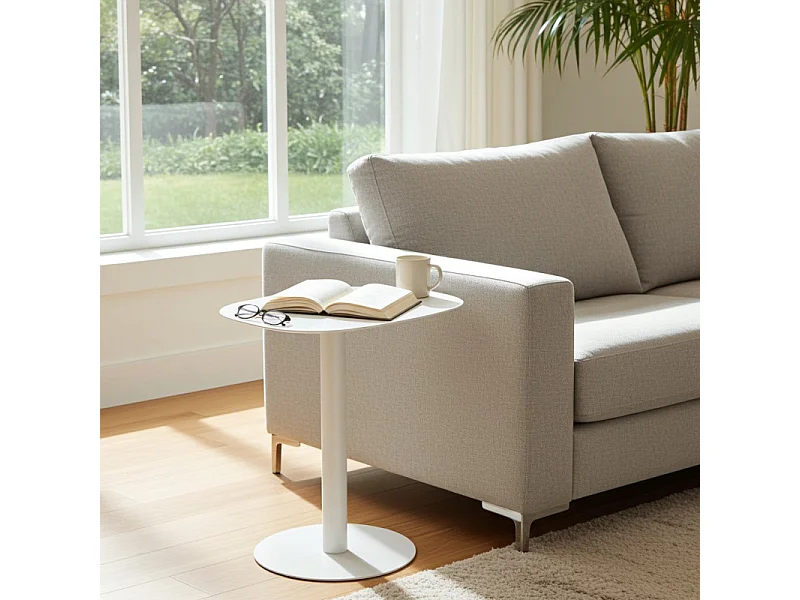 Mesita Auxiliar Salón, Metálica, Diseño Escandinavo, Funcional – Blanco - 51*49*38 cm – SKANDY