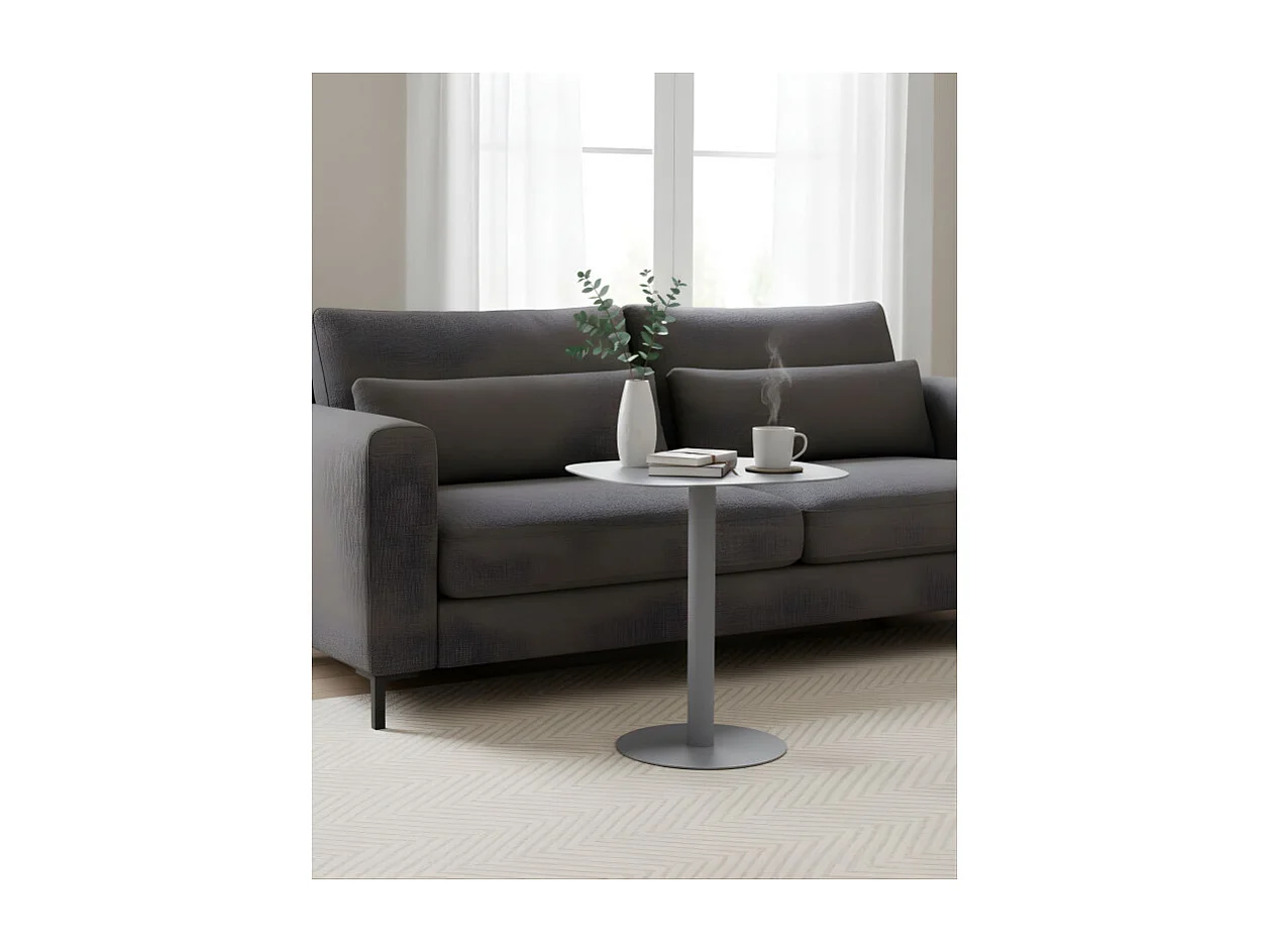 Mesita Auxiliar Salón, Metálica, Diseño Escandinavo, Funcional – Gris - 51*49*38 cm – SKANDY
