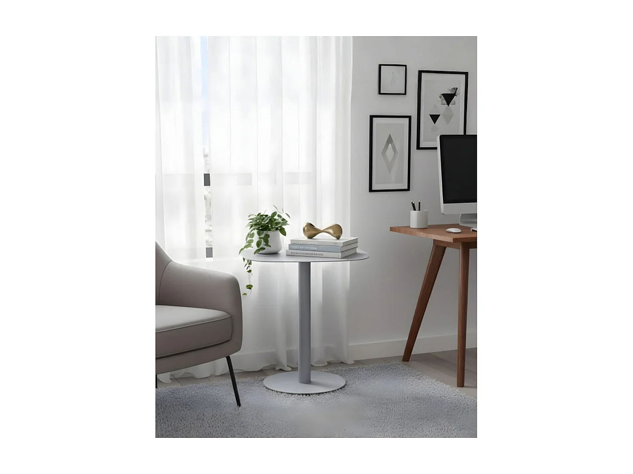 Mesita Auxiliar Salón, Metálica, Diseño Escandinavo, Funcional – Gris - 51*49*38 cm – SKANDY