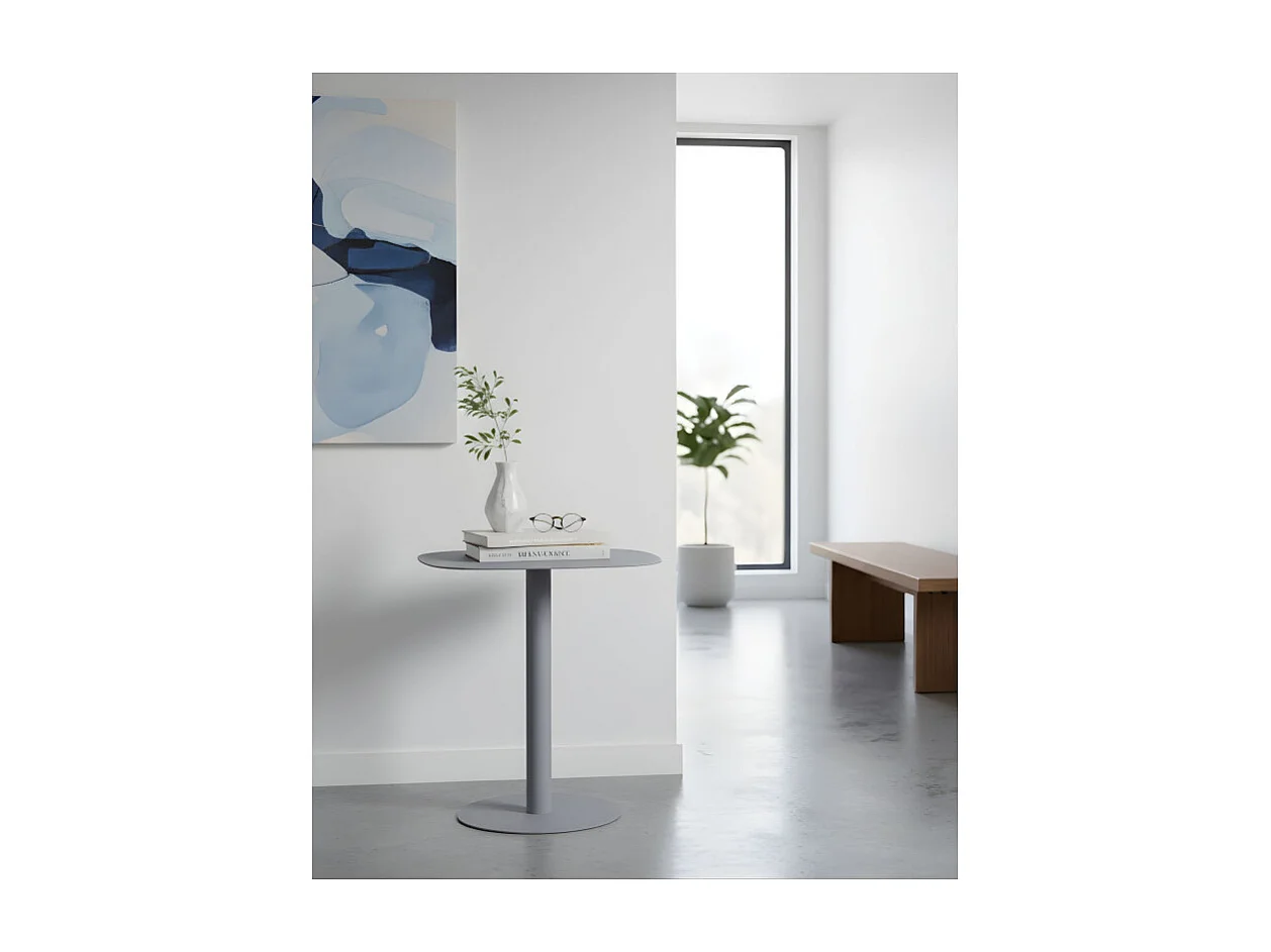 Mesita Auxiliar Salón, Metálica, Diseño Escandinavo, Funcional – Gris - 51*49*38 cm – SKANDY
