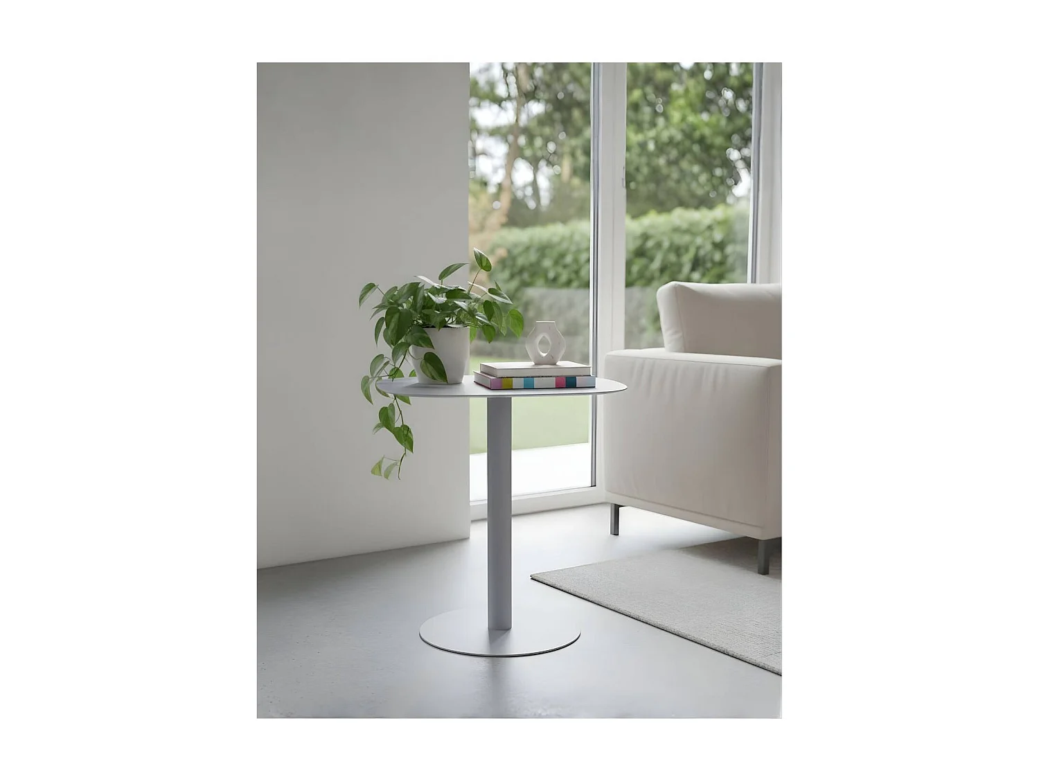 Mesita Auxiliar Salón, Metálica, Diseño Escandinavo, Funcional – Gris - 51*49*38 cm – SKANDY