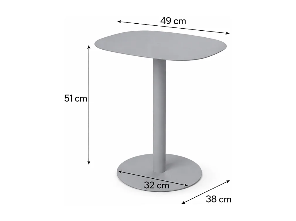 Mesita Auxiliar Salón, Metálica, Diseño Escandinavo, Funcional – Gris - 51*49*38 cm – SKANDY