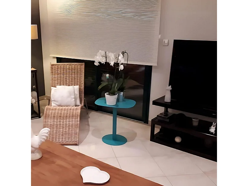 Beistelltisch, Couchtisch klein, Metall, skandinavisches Design, funktionell - Türkis - 51*49*38 cm - SKANDY