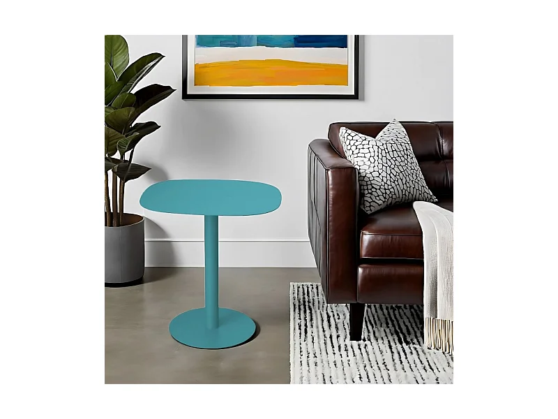 Table d'appoint, Table basse, Bout de canapé, Métal, Design scandinave, Fonctionnelle - Turquoise - 51*49*38 cm - SKANDY