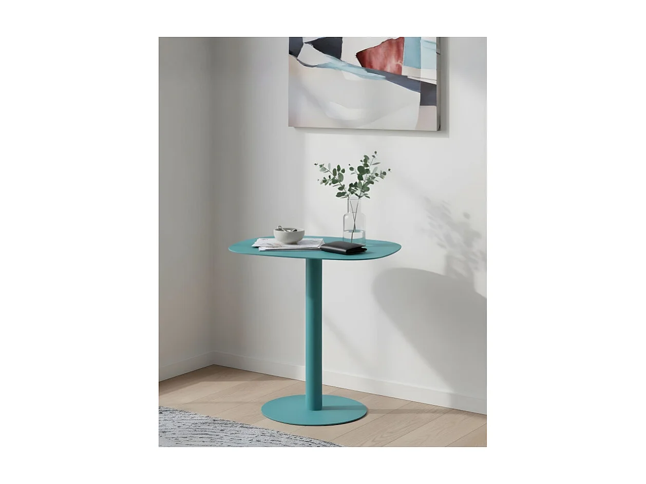 Mesita Auxiliar Salón, Metálica, Diseño Escandinavo, Funcional – Turquesa - 51*49*38 cm – SKANDY