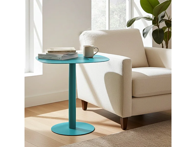 Mesita Auxiliar Salón, Metálica, Diseño Escandinavo, Funcional – Turquesa - 51*49*38 cm – SKANDY