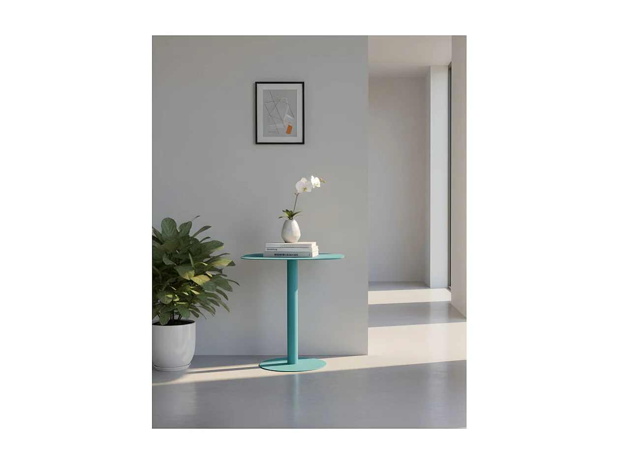 Mesita Auxiliar Salón, Metálica, Diseño Escandinavo, Funcional – Turquesa - 51*49*38 cm – SKANDY