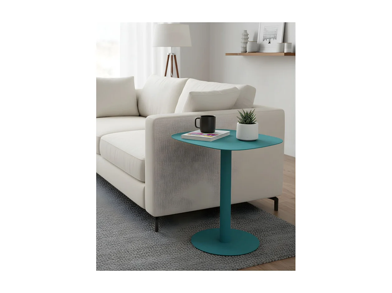 Mesita Auxiliar Salón, Metálica, Diseño Escandinavo, Funcional – Turquesa - 51*49*38 cm – SKANDY