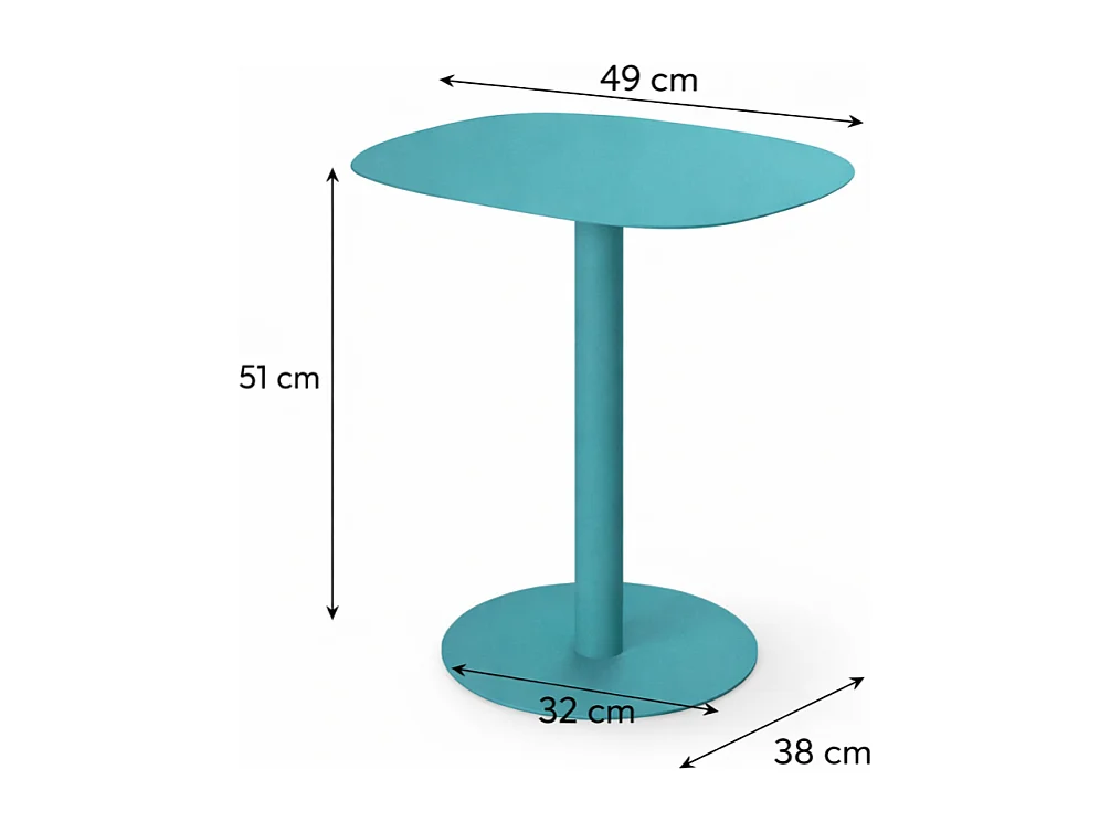 Beistelltisch, Couchtisch klein, Metall, skandinavisches Design, funktionell - Türkis - 51*49*38 cm - SKANDY