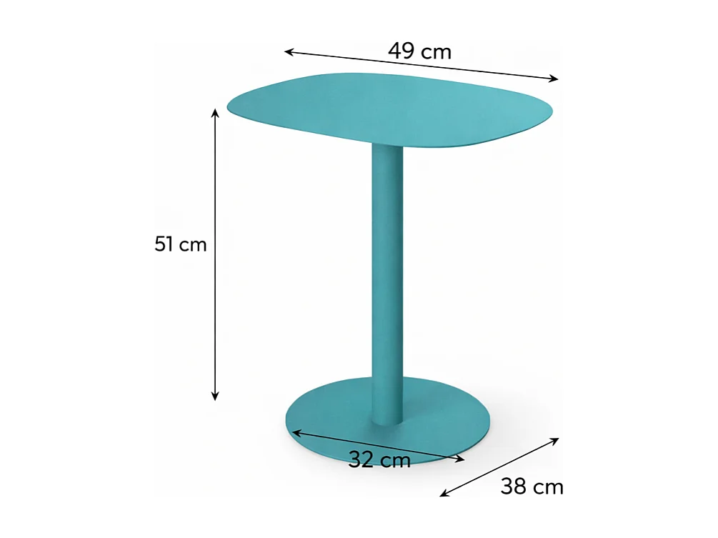 Mesita Auxiliar Salón, Metálica, Diseño Escandinavo, Funcional – Turquesa - 51*49*38 cm – SKANDY