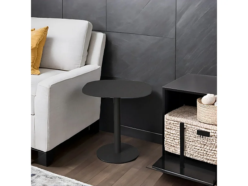 Beistelltisch, Couchtisch klein, Metall, skandinavisches Design, funktionell - Schwarz - 51*49*38 cm - SKANDY