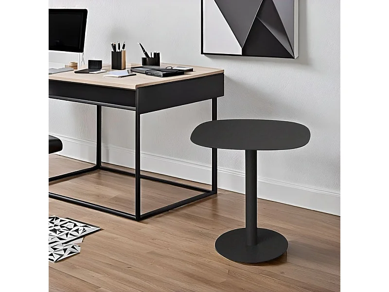 Beistelltisch, Couchtisch klein, Metall, skandinavisches Design, funktionell - Schwarz - 51*49*38 cm - SKANDY