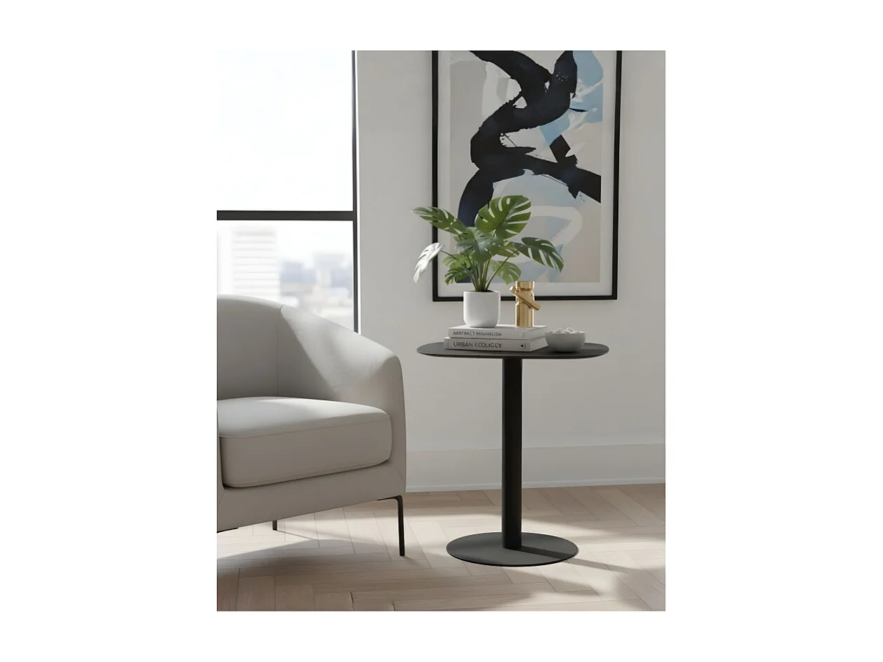 Table d'appoint, Table basse, Bout de canapé, Métal, Design scandinave, Fonctionnelle - Noir - 51*49*38 cm - SKANDY