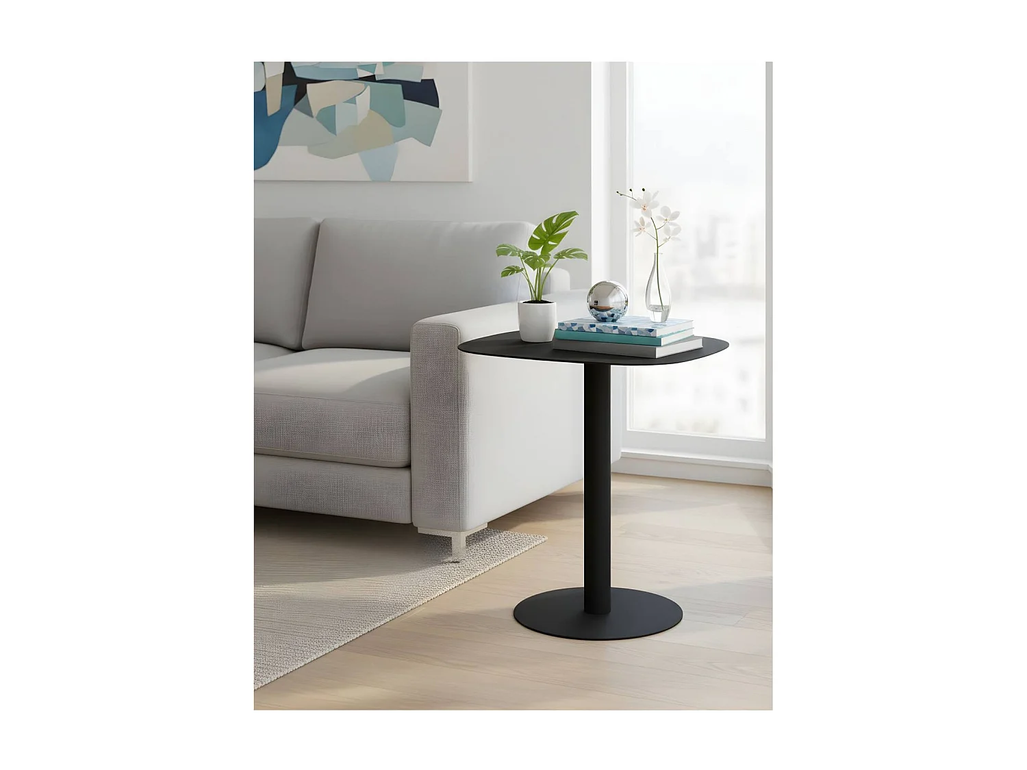 Mesita Auxiliar Salón, Metálica, Diseño Escandinavo, Funcional – Negro - 51*49*38 cm – SKANDY