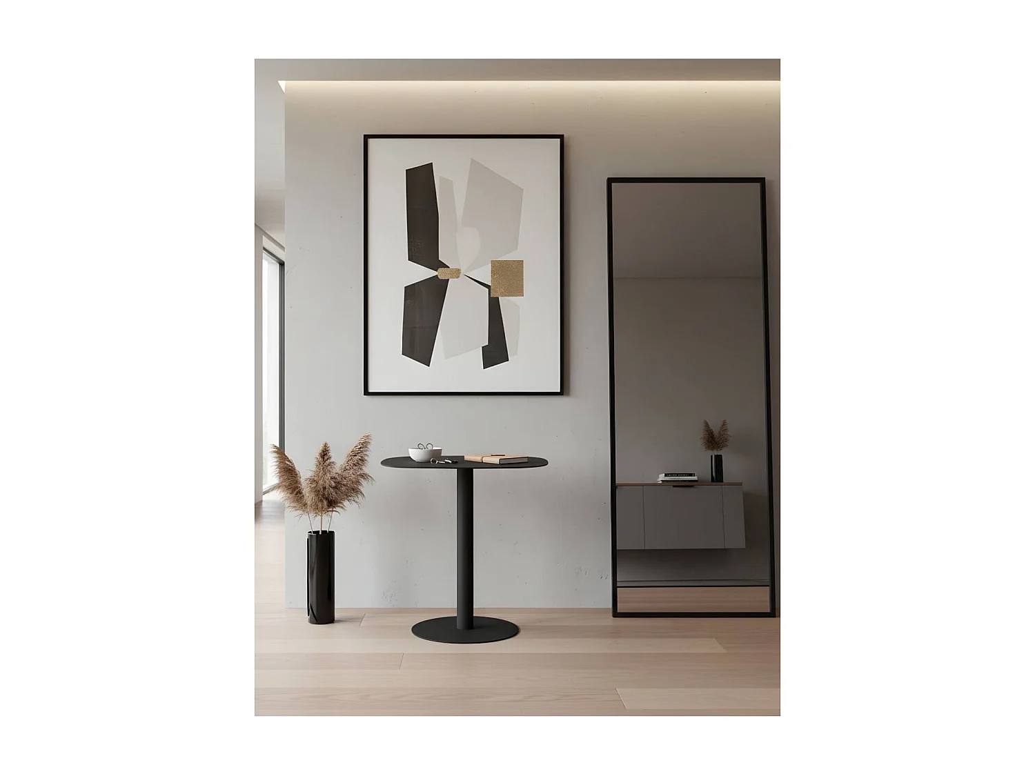 Mesita Auxiliar Salón, Metálica, Diseño Escandinavo, Funcional – Negro - 51*49*38 cm – SKANDY