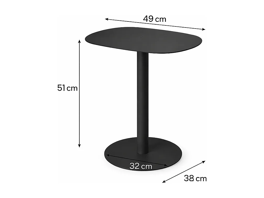 Mesita Auxiliar Salón, Metálica, Diseño Escandinavo, Funcional – Negro - 51*49*38 cm – SKANDY