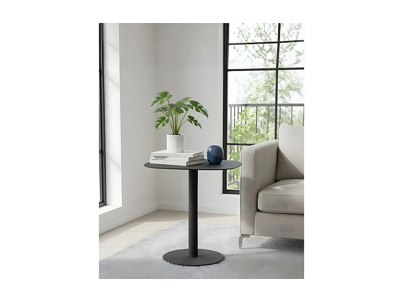 Tavolino da salotto, Tavolino da caffè, Metallo, Design scandinavo, Funzionale - Nero - 51*49*38 cm - SKANDY