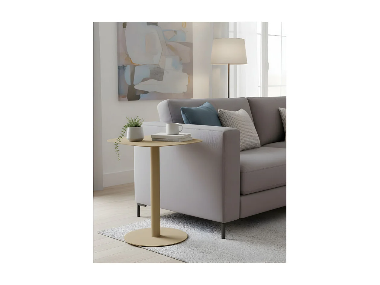 Mesita Auxiliar Salón, Metálica, Diseño Escandinavo, Funcional – color Arena - 51*49*38 cm – SKANDY