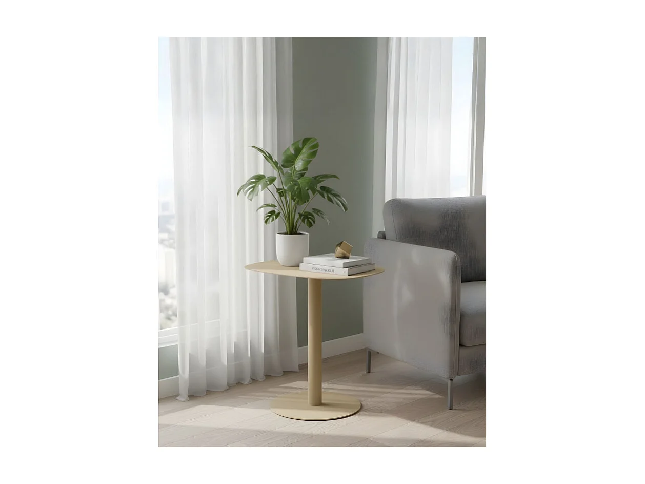 Mesita Auxiliar Salón, Metálica, Diseño Escandinavo, Funcional – color Arena - 51*49*38 cm – SKANDY