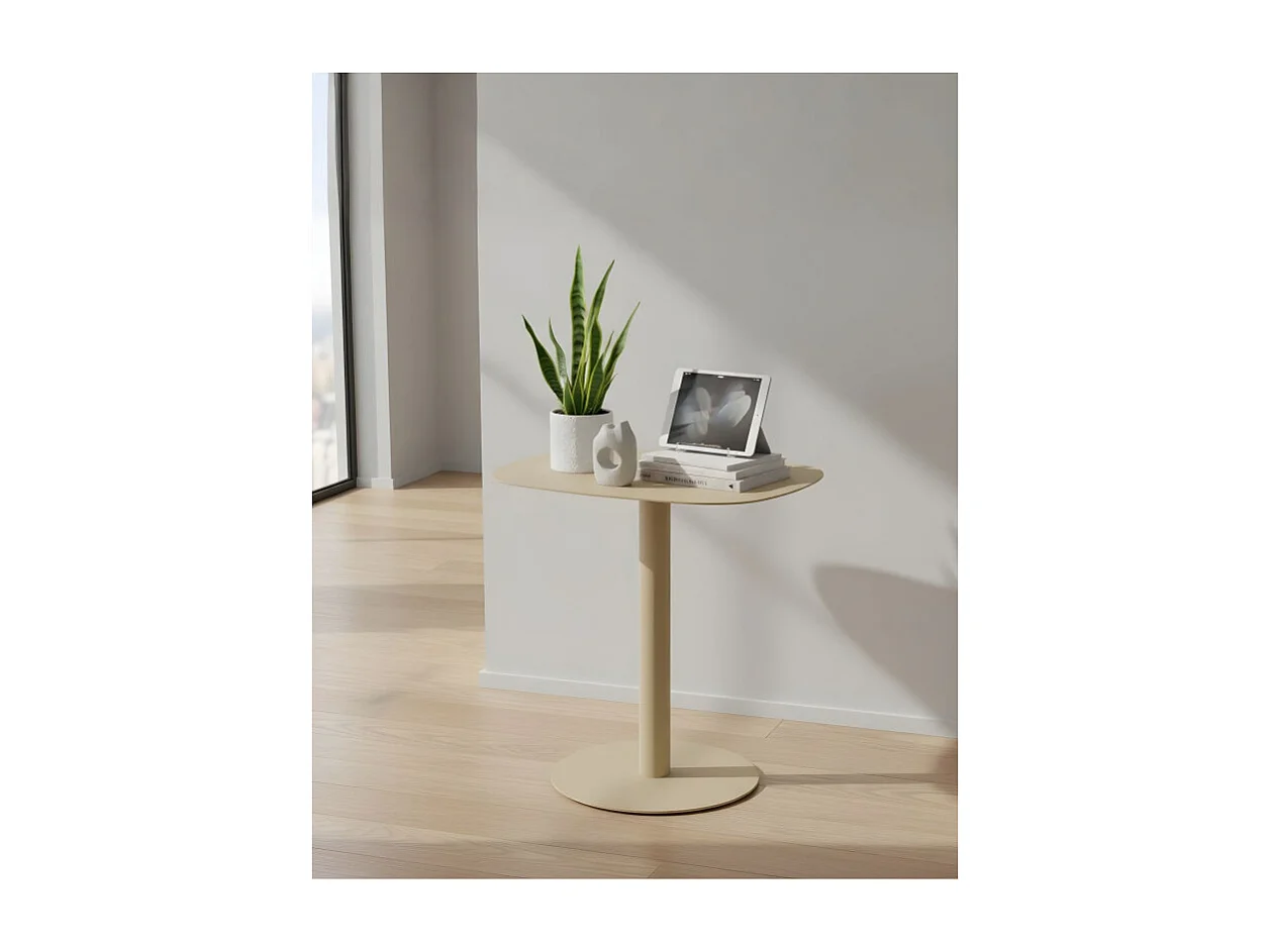 Mesita Auxiliar Salón, Metálica, Diseño Escandinavo, Funcional – color Arena - 51*49*38 cm – SKANDY