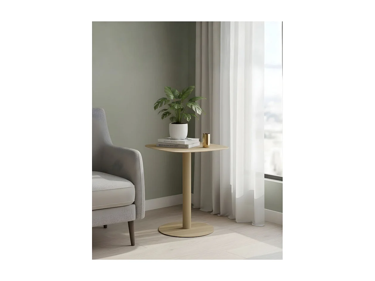 Mesita Auxiliar Salón, Metálica, Diseño Escandinavo, Funcional – color Arena - 51*49*38 cm – SKANDY