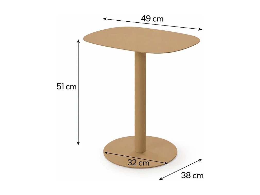 Mesita Auxiliar Salón, Metálica, Diseño Escandinavo, Funcional – color Arena - 51*49*38 cm – SKANDY