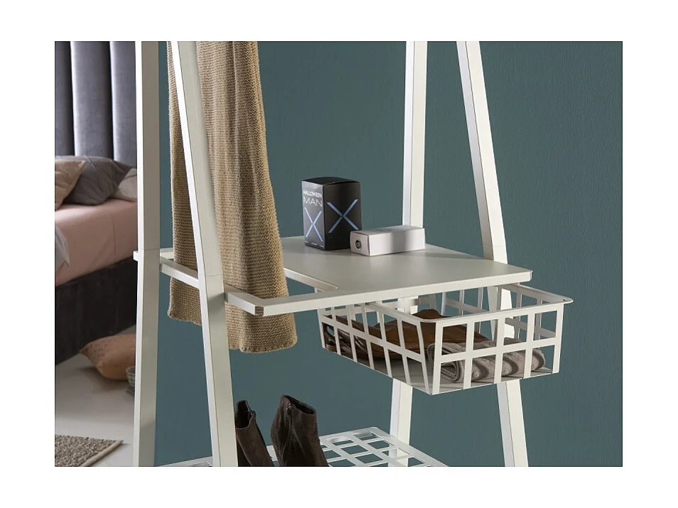 Portant à vêtements sur roulettes en métal, blanc, URBAN