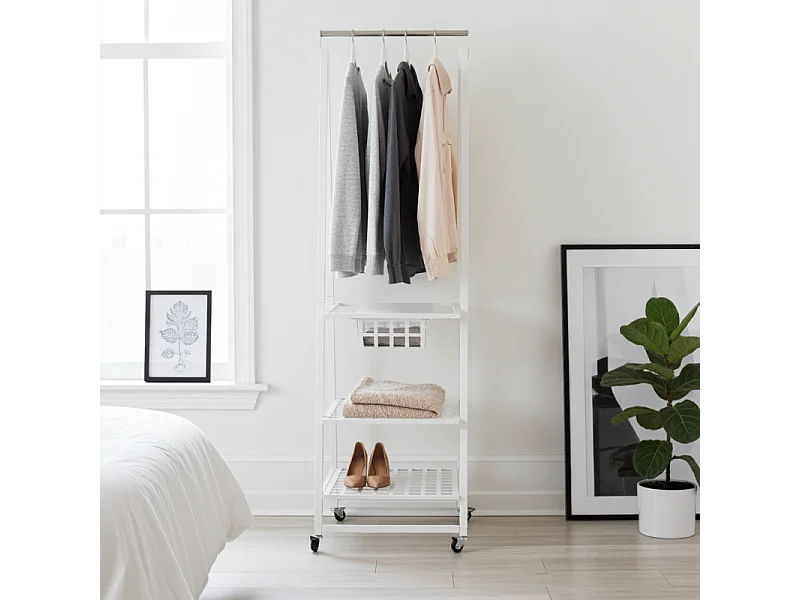 Kleiderständer mit Rädern auf Metal, weiß, URBAN.