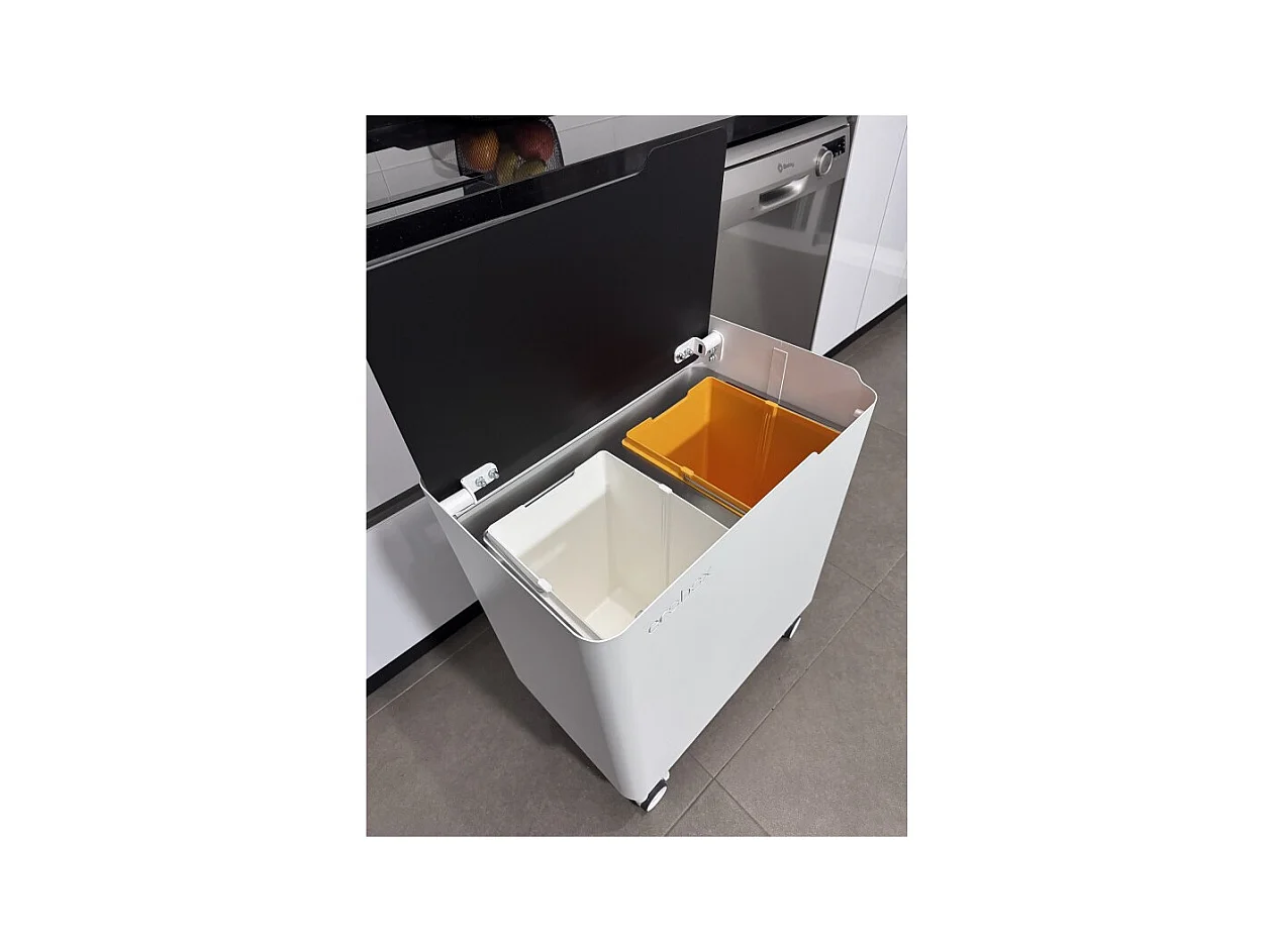 Poubelle cuisine ergonomique, fonctionnelle et élégante, 2 x 20 litres, ECOBOX NOA