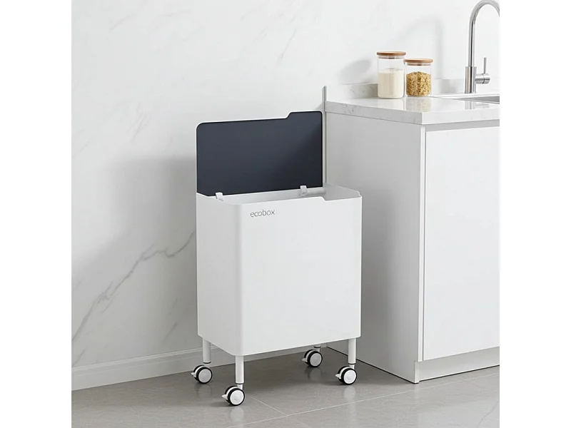 Poubelle cuisine ergonomique, fonctionnelle et élégante, 2 x 20 litres, ECOBOX NOA