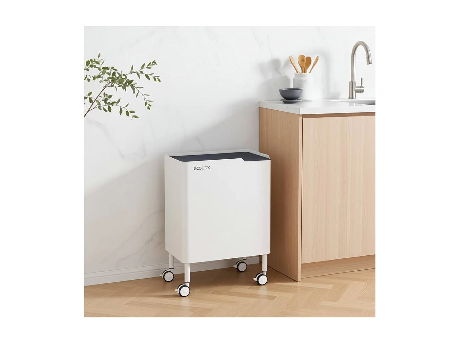 DON HIERRO - Cubo de basura ergonómico, funcional y elegante, 2 x 20 litros, ECOBOX NOA-