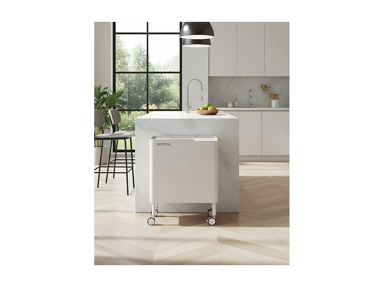 Poubelle cuisine ergonomique, fonctionnelle et élégante, 2 x 20 litres, ECOBOX NOA
