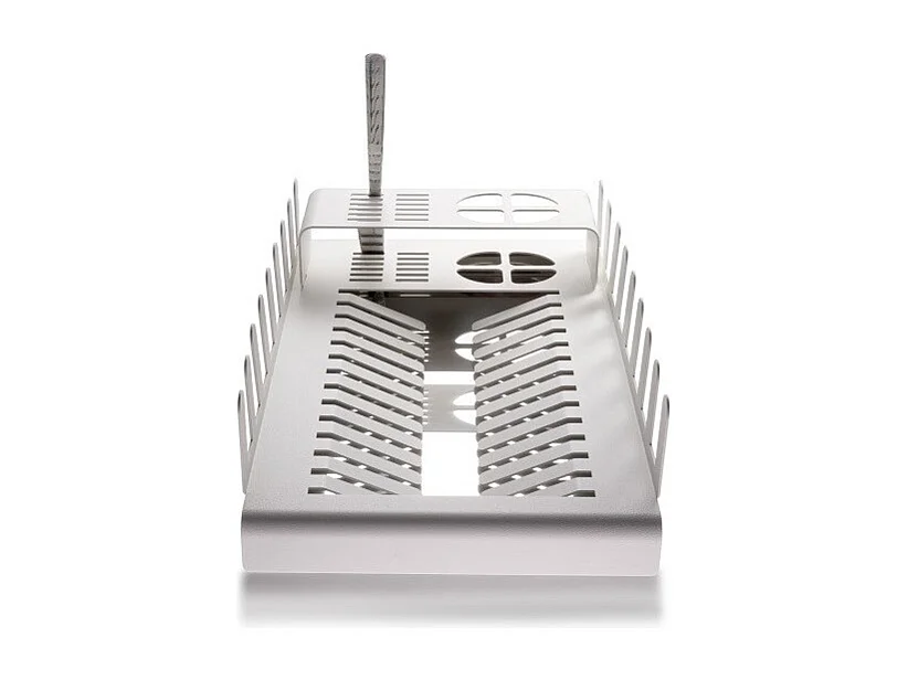 Égouttoir à vaisselle métallique, porte-couverts et porte-verres, 41,3 x 23,5 x 9,7 cm. Blanc. DROP