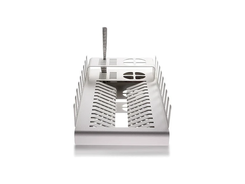 DON HIERRO - Escurreplatos metálico con cubertero y portavasos, 41,3 x 23,5 x 9,7 cm. Blanco. DROP-