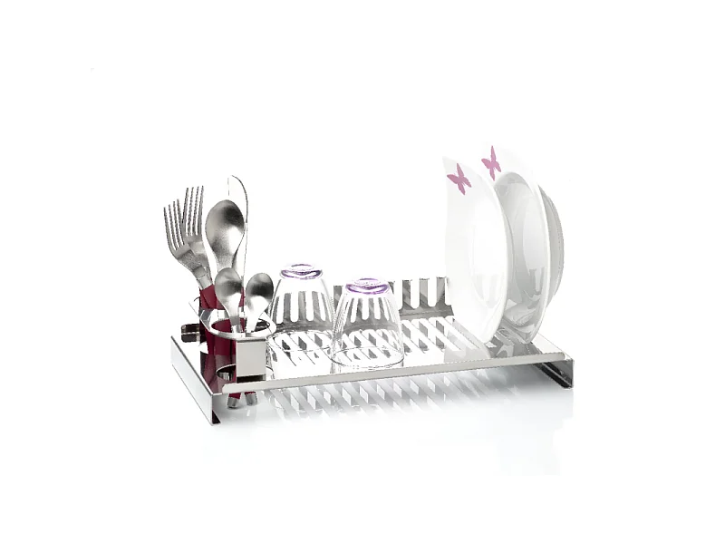 Abtropfgestell Geschirr aus Edelstahl mit Besteckhalter, MILÚ