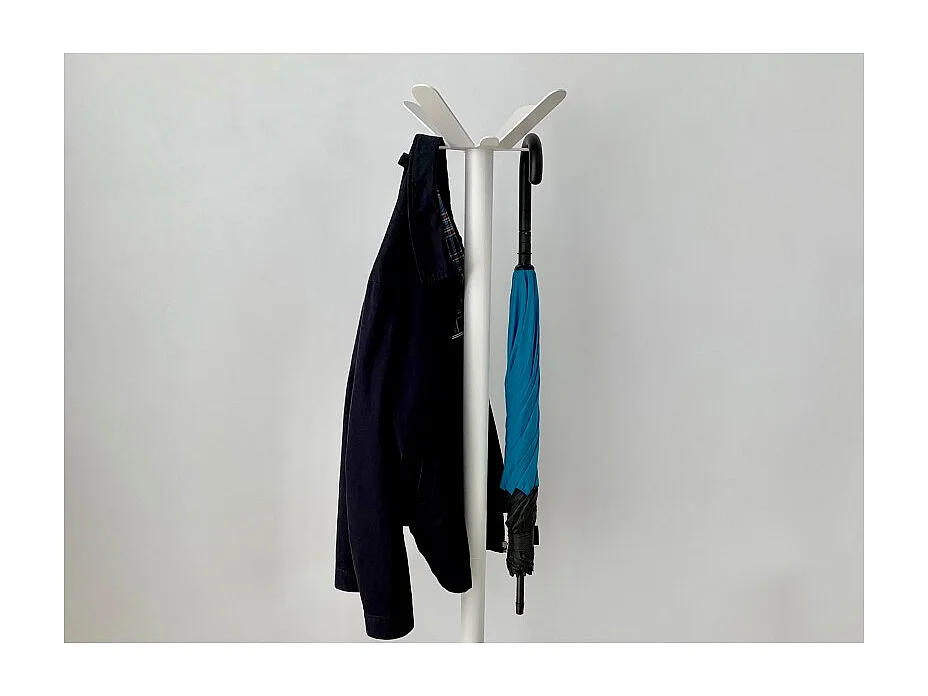 Porte-manteau SOFT – Design minimaliste, 8 patères, Métal blanc, stable et élégant