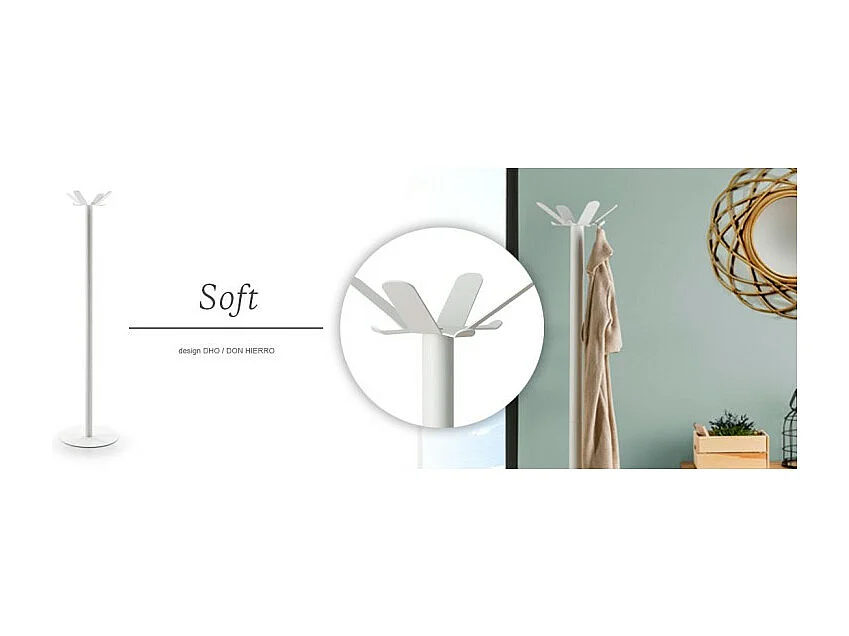 Porte-manteau SOFT – Design minimaliste, 8 patères, Métal blanc, stable et élégant