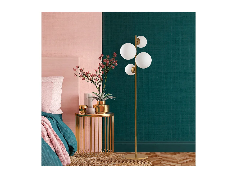 Vintage Stehlampe Gold 4 Lampen Elegant für Schlafzimmer Wohnzimmer Büro